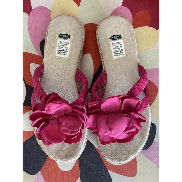 Dr. Scholls fuchsia Flower Iris Thong Flip Flop Sandal Women 6M - Picture 4 of 10